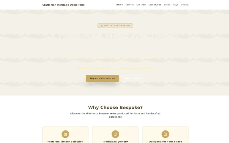 Preview of Craftsman Heritage theme homepage